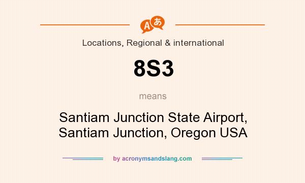 What does 8S3 mean? It stands for Santiam Junction State Airport, Santiam Junction, Oregon USA