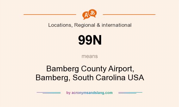 What does 99N mean? It stands for Bamberg County Airport, Bamberg, South Carolina USA