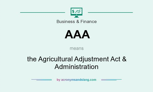 What does AAA mean? It stands for the Agricultural Adjustment Act & Administration