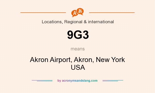What does 9G3 mean? It stands for Akron Airport, Akron, New York USA
