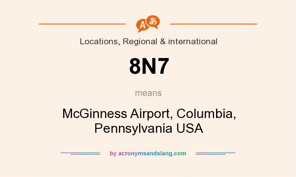 What does 8N7 mean? It stands for McGinness Airport, Columbia, Pennsylvania USA
