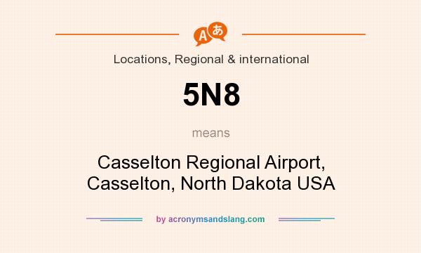 What does 5N8 mean? It stands for Casselton Regional Airport, Casselton, North Dakota USA