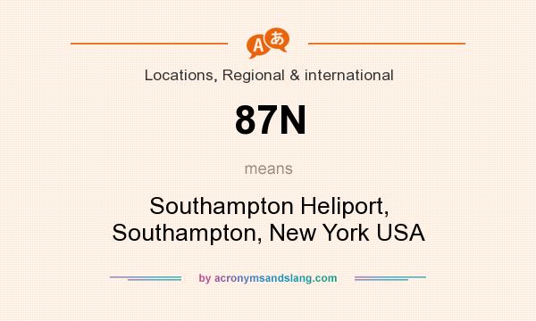 What does 87N mean? It stands for Southampton Heliport, Southampton, New York USA