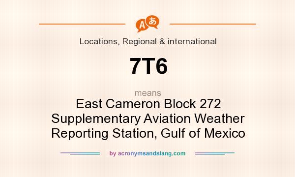 What does 7T6 mean? It stands for East Cameron Block 272 Supplementary Aviation Weather Reporting Station, Gulf of Mexico
