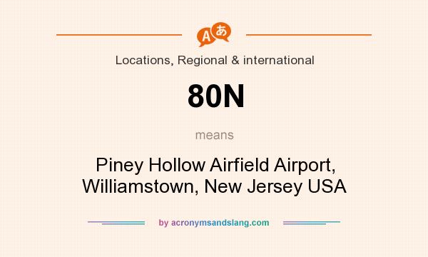 What does 80N mean? It stands for Piney Hollow Airfield Airport, Williamstown, New Jersey USA