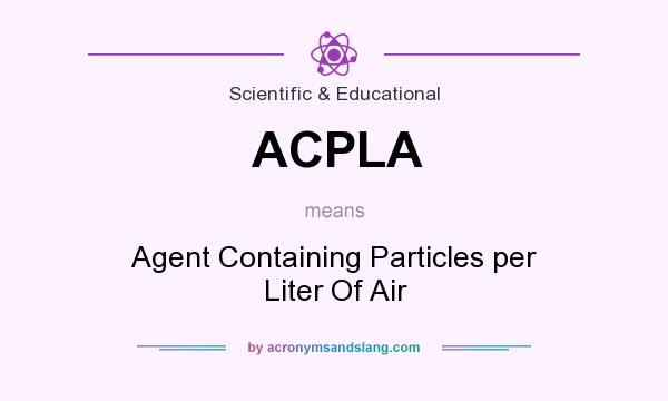 What does ACPLA mean? It stands for Agent Containing Particles per Liter Of Air