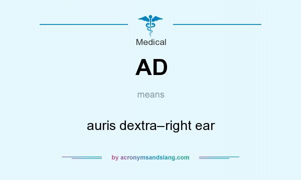 What does AD mean? It stands for auris dextra–right ear