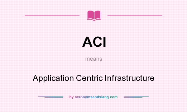 What does ACI mean? It stands for Application Centric Infrastructure