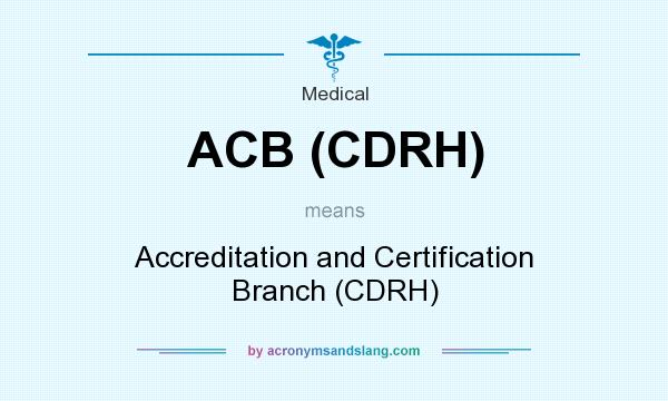What does ACB (CDRH) mean? It stands for Accreditation and Certification Branch (CDRH)