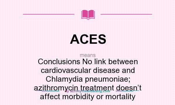 What does ACES mean? It stands for Conclusions No link between cardiovascular disease and Chlamydia pneumoniae; azithromycin treatment doesn’t affect morbidity or mortality