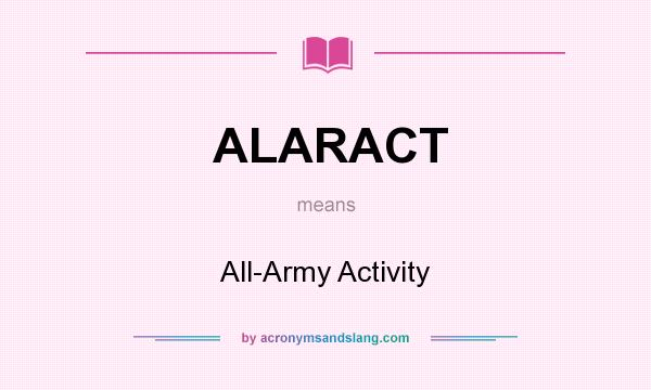What does ALARACT mean? It stands for All-Army Activity