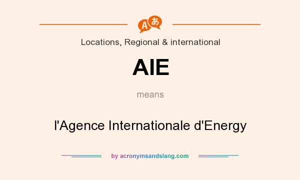 What does AIE mean? It stands for l`Agence Internationale d`Energy