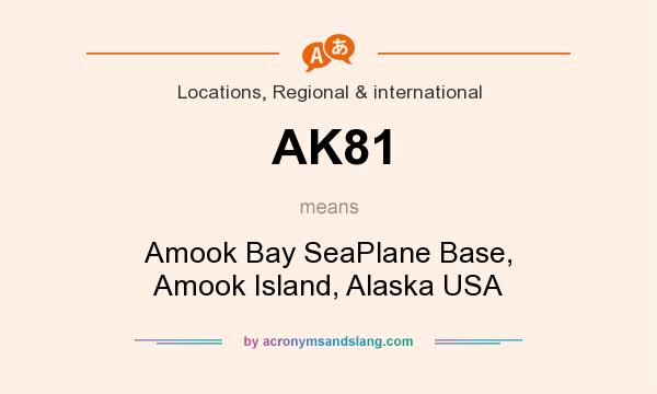 What does AK81 mean? It stands for Amook Bay SeaPlane Base, Amook Island, Alaska USA