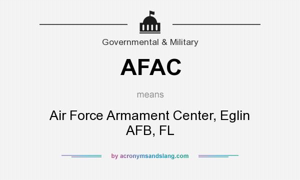What does AFAC mean? It stands for Air Force Armament Center, Eglin AFB, FL