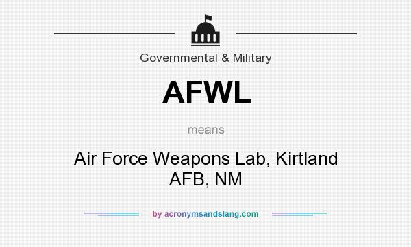 What does AFWL mean? It stands for Air Force Weapons Lab, Kirtland AFB, NM