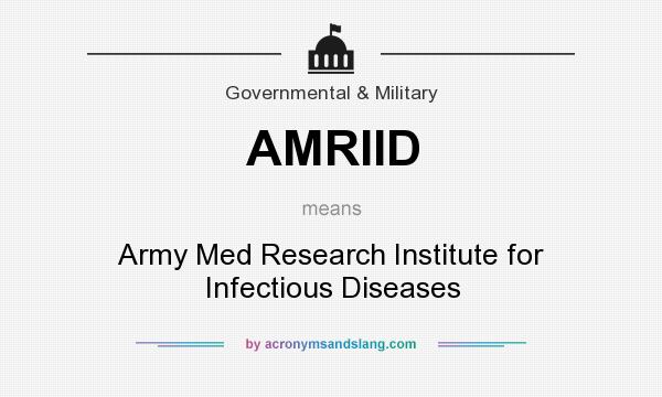 What does AMRIID mean? It stands for Army Med Research Institute for Infectious Diseases
