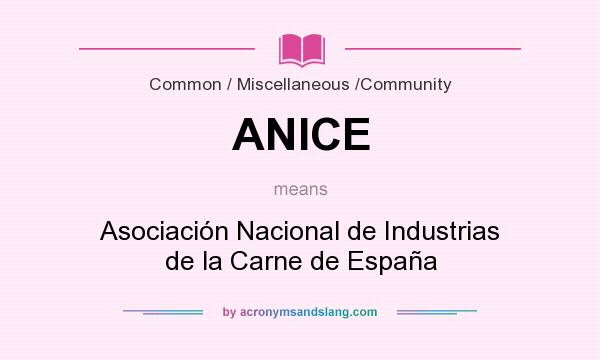 What does ANICE mean? It stands for Asociación Nacional de Industrias de la Carne de España