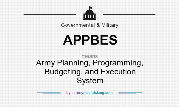 What does APPBES mean? It stands for Army Planning, Programming, Budgeting, and Execution System