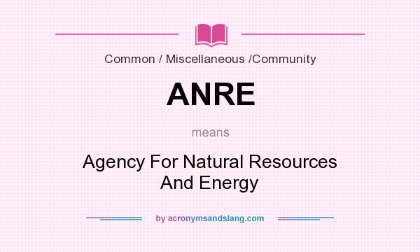 What does ANRE mean? It stands for Agency For Natural Resources And Energy