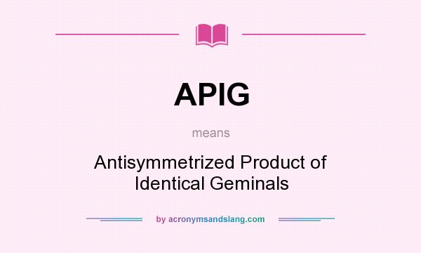 What does APIG mean? It stands for Antisymmetrized Product of Identical Geminals