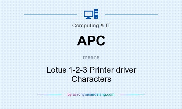 What does APC mean? It stands for Lotus 1-2-3 Printer driver Characters
