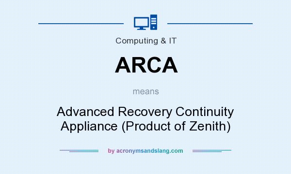 What does ARCA mean? It stands for Advanced Recovery Continuity Appliance (Product of Zenith)