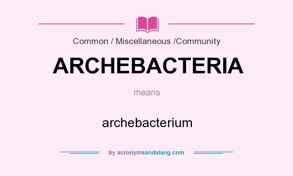 What does ARCHEBACTERIA mean? It stands for archebacterium