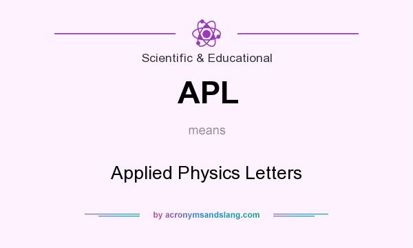 What does APL mean? It stands for Applied Physics Letters
