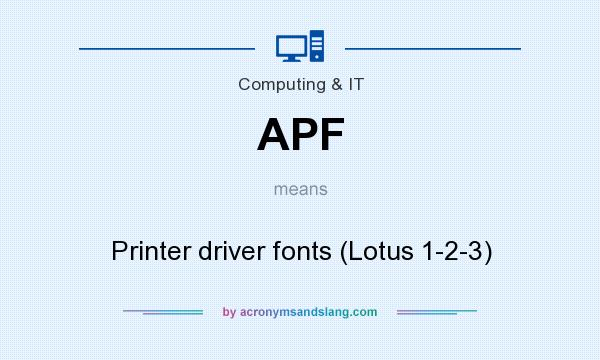 What does APF mean? It stands for Printer driver fonts (Lotus 1-2-3)