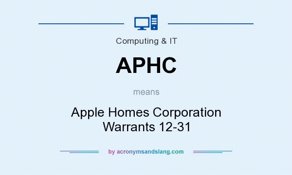 What does APHC mean? It stands for Apple Homes Corporation Warrants 12-31