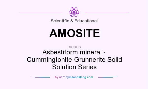 What does AMOSITE mean? It stands for Asbestiform mineral - Cummingtonite-Grunnerite Solid Solution Series