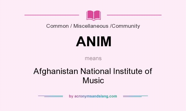 What does ANIM mean? It stands for Afghanistan National Institute of Music