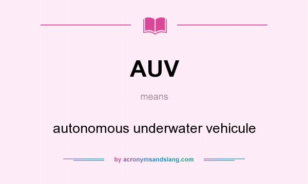 What does AUV mean? It stands for autonomous underwater vehicule