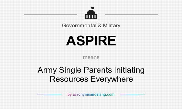 What does ASPIRE mean? It stands for Army Single Parents Initiating Resources Everywhere