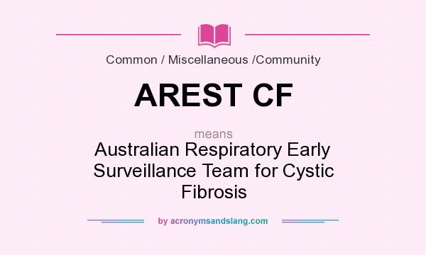 What does AREST CF mean? It stands for Australian Respiratory Early Surveillance Team for Cystic Fibrosis