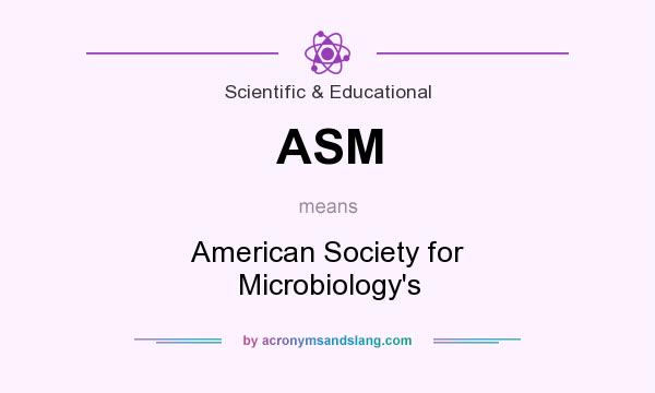 What does ASM mean? It stands for American Society for Microbiology`s