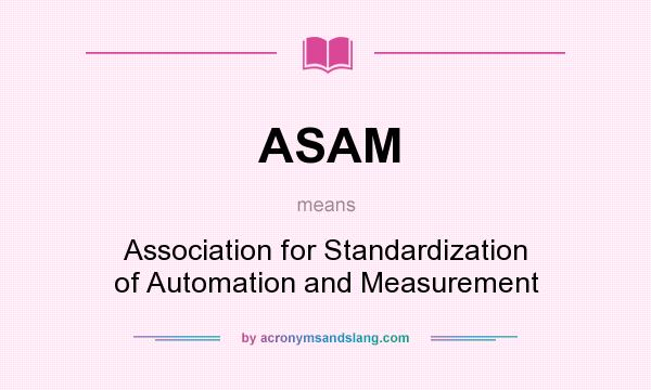 What does ASAM mean? It stands for Association for Standardization of Automation and Measurement