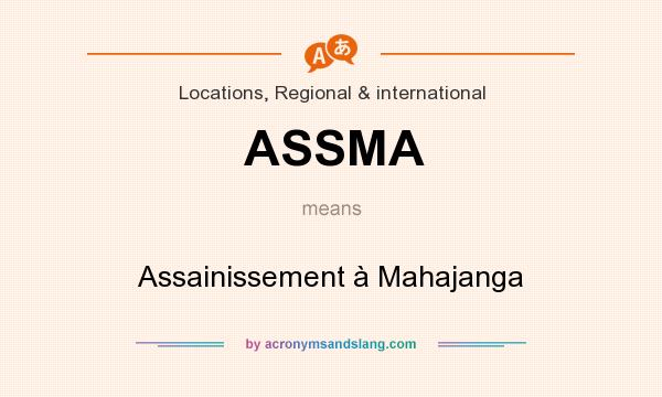 What does ASSMA mean? It stands for Assainissement à Mahajanga