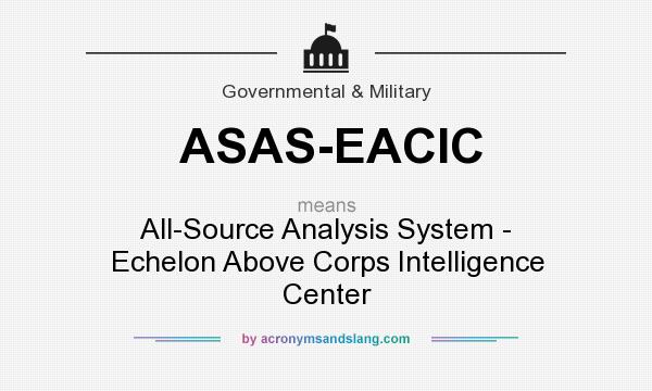 What does ASAS-EACIC mean? It stands for All-Source Analysis System - Echelon Above Corps Intelligence Center