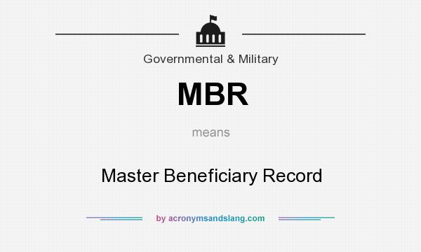 What does MBR mean? It stands for Master Beneficiary Record