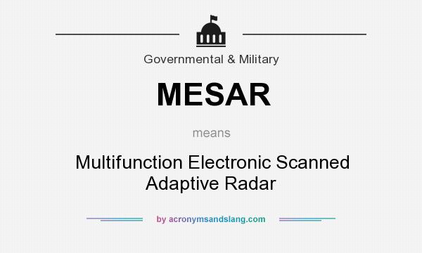 What does MESAR mean? It stands for Multifunction Electronic Scanned Adaptive Radar