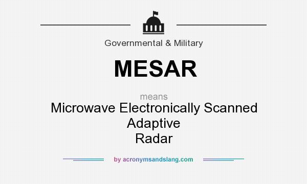 What does MESAR mean? It stands for Microwave Electronically Scanned Adaptive Radar