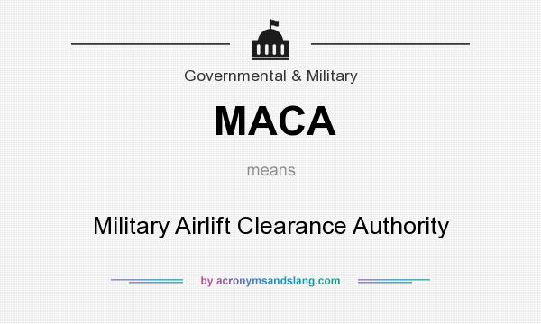 What does MACA mean? It stands for Military Airlift Clearance Authority