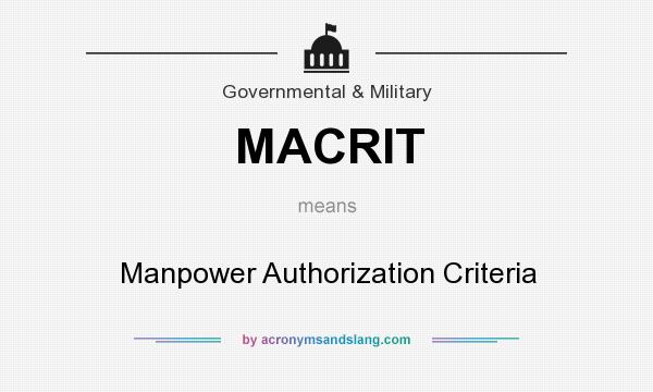 What does MACRIT mean? It stands for Manpower Authorization Criteria