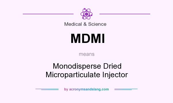 What does MDMI mean? It stands for Monodisperse Dried Microparticulate Injector
