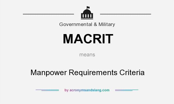 What does MACRIT mean? It stands for Manpower Requirements Criteria
