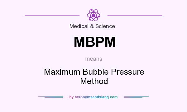 What does MBPM mean? It stands for Maximum Bubble Pressure Method