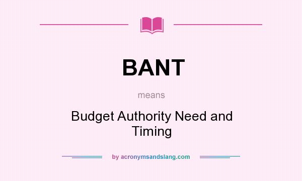 What does BANT mean? It stands for Budget Authority Need and Timing