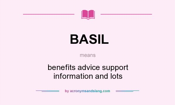 What does BASIL mean? It stands for benefits advice support information and lots