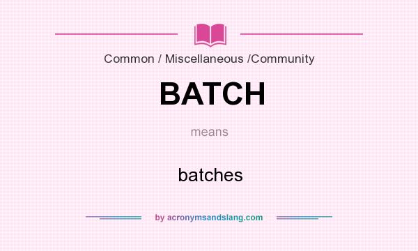 What does BATCH mean? It stands for batches